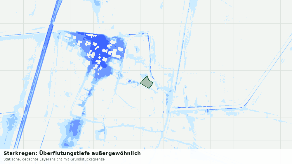 Statische Kartenansicht: Starkregen: Überflutungstiefe außergewöhnlich