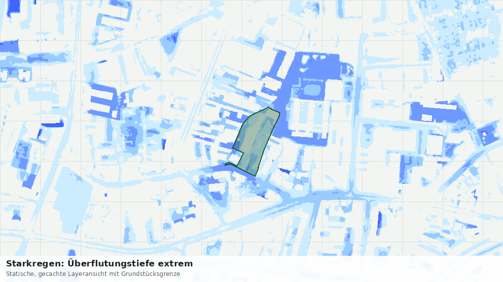 Statische Kartenansicht: Starkregen: Überflutungstiefe extrem