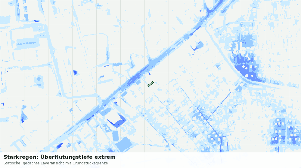 Statische Kartenansicht: Starkregen: Überflutungstiefe extrem