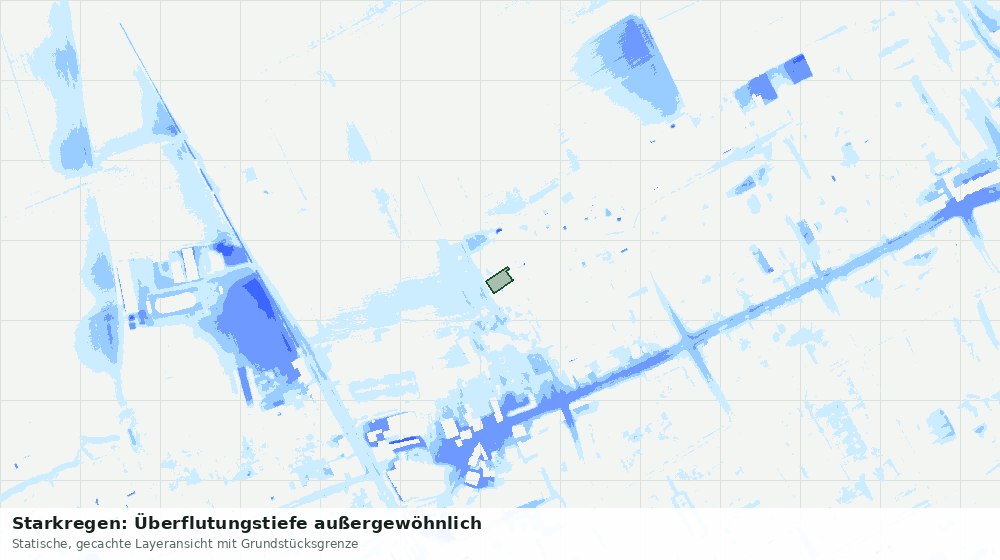 Statische Kartenansicht: Starkregen: Überflutungstiefe außergewöhnlich