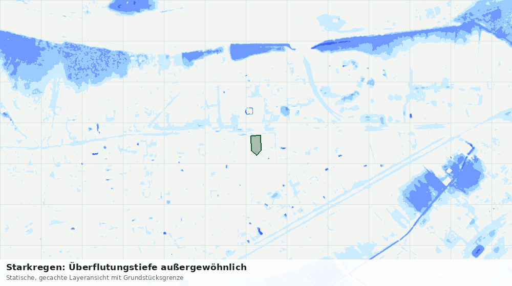 Statische Kartenansicht: Starkregen: Überflutungstiefe außergewöhnlich