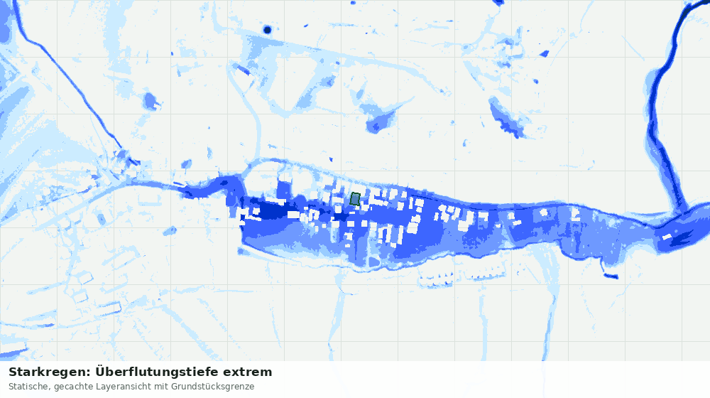 Statische Kartenansicht: Starkregen: Überflutungstiefe extrem