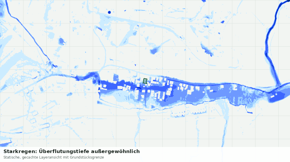 Statische Kartenansicht: Starkregen: Überflutungstiefe außergewöhnlich