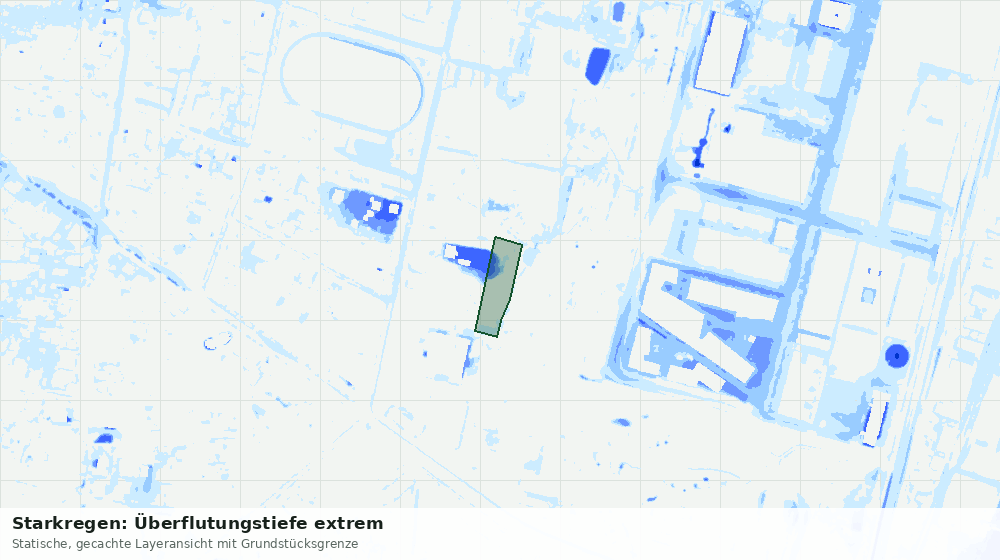 Statische Kartenansicht: Starkregen: Überflutungstiefe extrem
