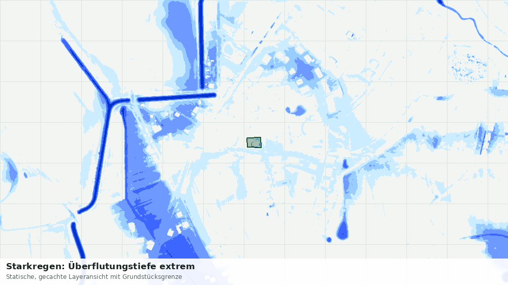 Statische Kartenansicht: Starkregen: Überflutungstiefe extrem