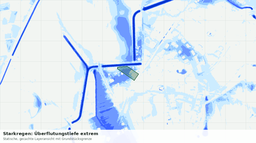 Statische Kartenansicht: Starkregen: Überflutungstiefe extrem