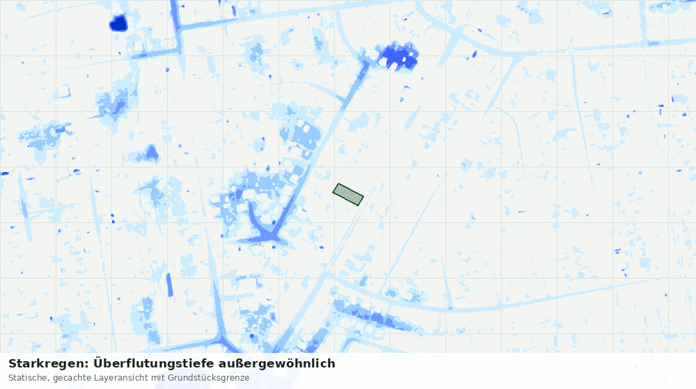 Statische Kartenansicht: Starkregen: Überflutungstiefe außergewöhnlich