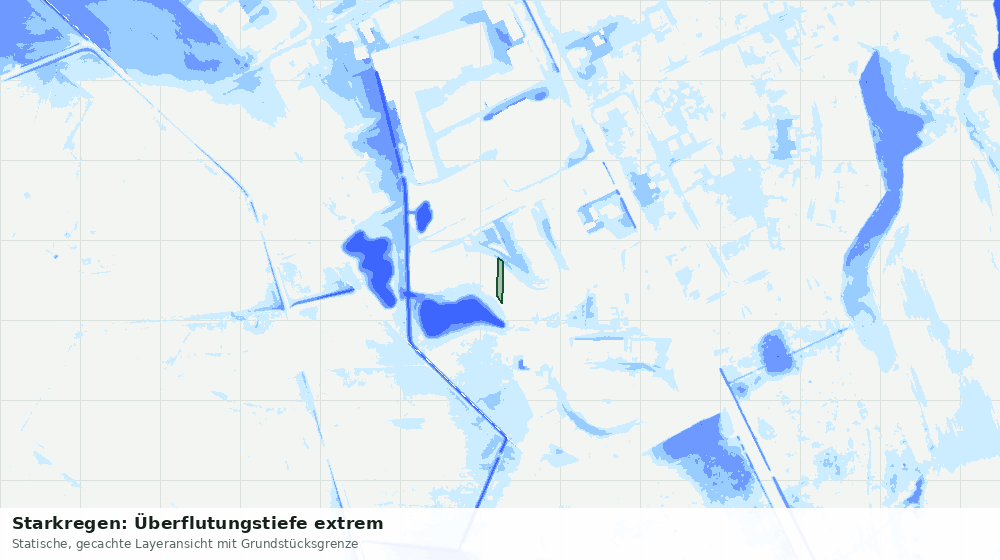Statische Kartenansicht: Starkregen: Überflutungstiefe extrem