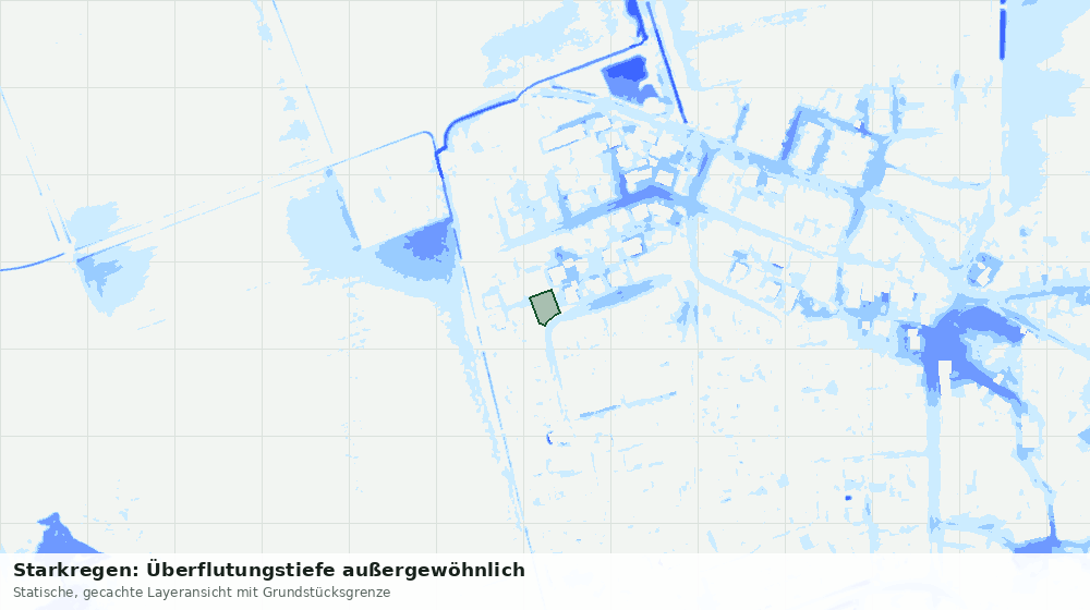Statische Kartenansicht: Starkregen: Überflutungstiefe außergewöhnlich