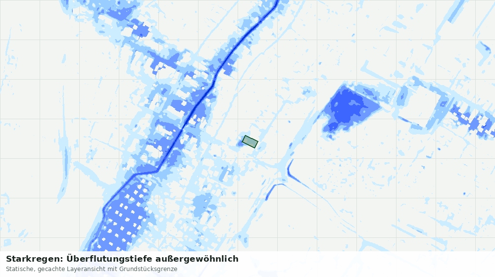 Statische Kartenansicht: Starkregen: Überflutungstiefe außergewöhnlich