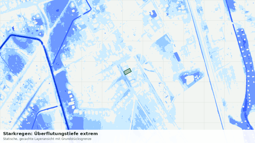 Statische Kartenansicht: Starkregen: Überflutungstiefe extrem