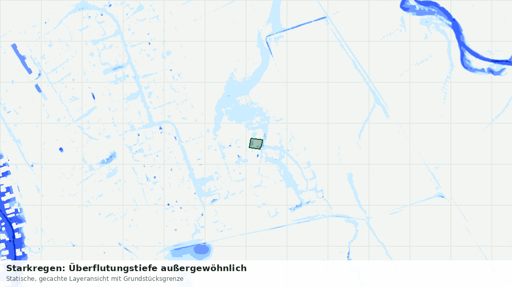 Statische Kartenansicht: Starkregen: Überflutungstiefe außergewöhnlich