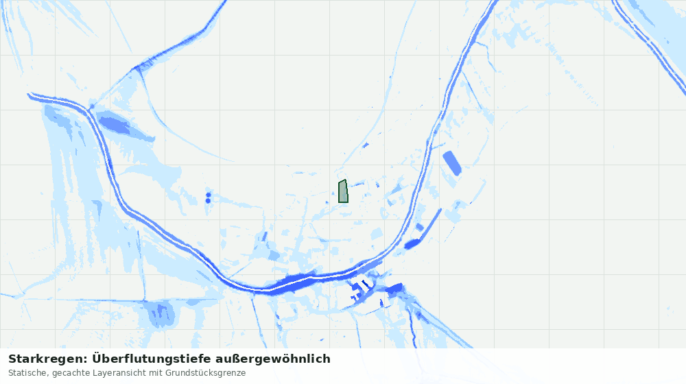 Statische Kartenansicht: Starkregen: Überflutungstiefe außergewöhnlich