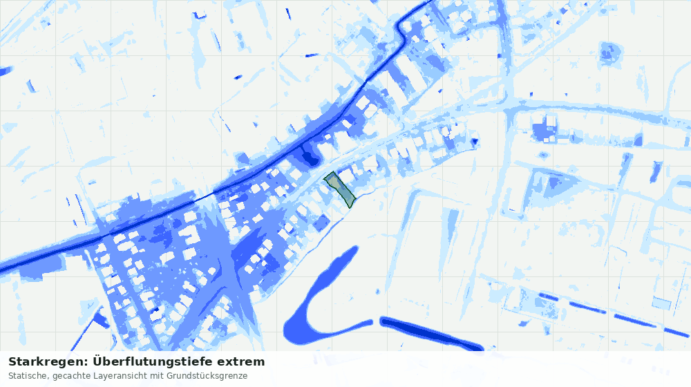 Statische Kartenansicht: Starkregen: Überflutungstiefe extrem