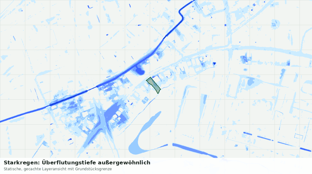 Statische Kartenansicht: Starkregen: Überflutungstiefe außergewöhnlich