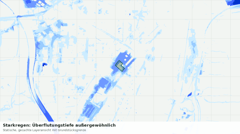Statische Kartenansicht: Starkregen: Überflutungstiefe außergewöhnlich