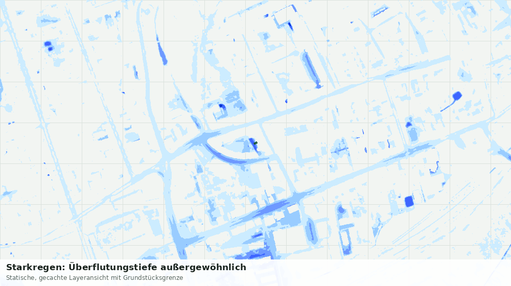 Statische Kartenansicht: Starkregen: Überflutungstiefe außergewöhnlich