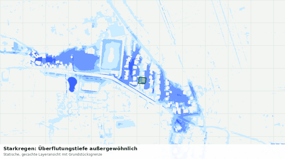 Statische Kartenansicht: Starkregen: Überflutungstiefe außergewöhnlich