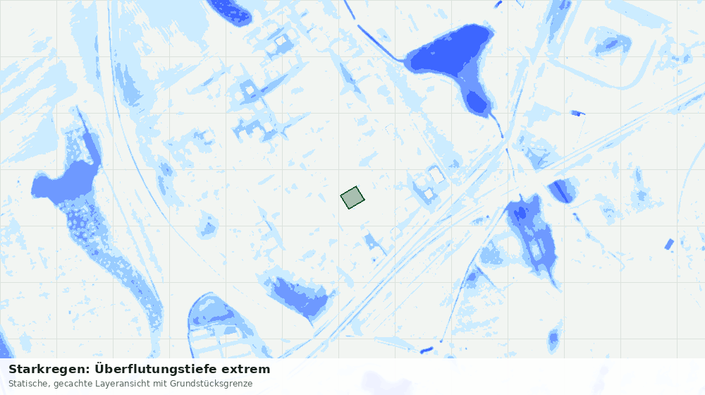 Statische Kartenansicht: Starkregen: Überflutungstiefe extrem