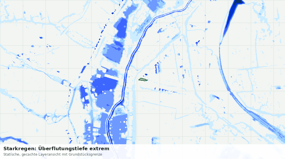Statische Kartenansicht: Starkregen: Überflutungstiefe extrem