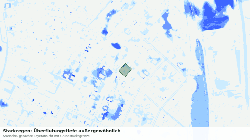 Statische Kartenansicht: Starkregen: Überflutungstiefe außergewöhnlich