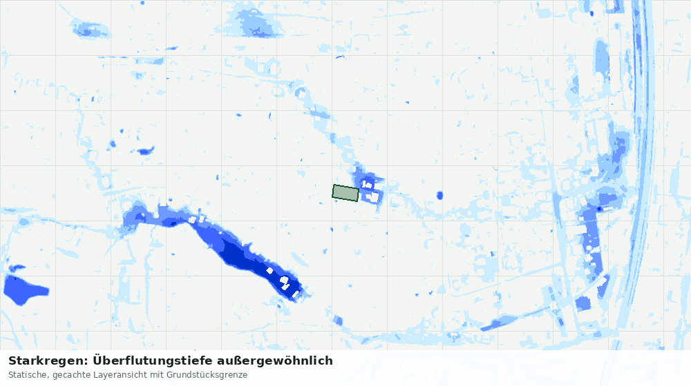 Statische Kartenansicht: Starkregen: Überflutungstiefe außergewöhnlich