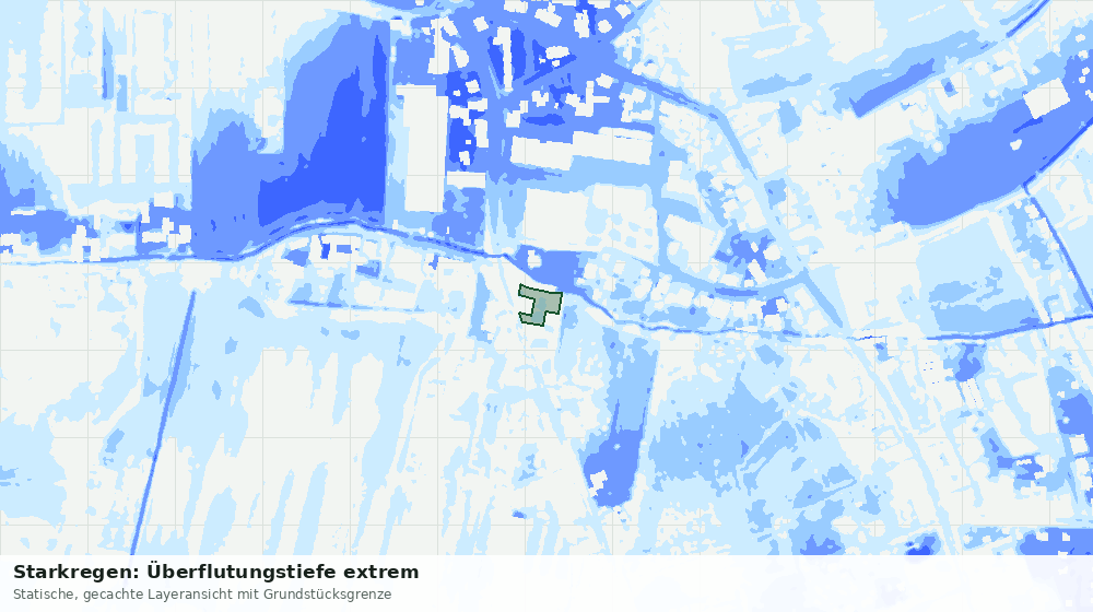 Statische Kartenansicht: Starkregen: Überflutungstiefe extrem