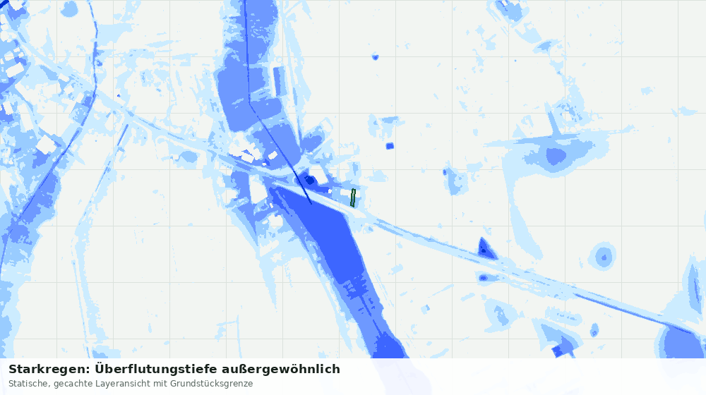 Statische Kartenansicht: Starkregen: Überflutungstiefe außergewöhnlich