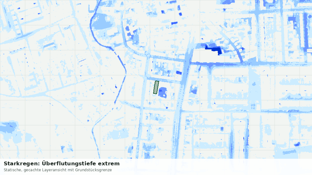 Statische Kartenansicht: Starkregen: Überflutungstiefe extrem