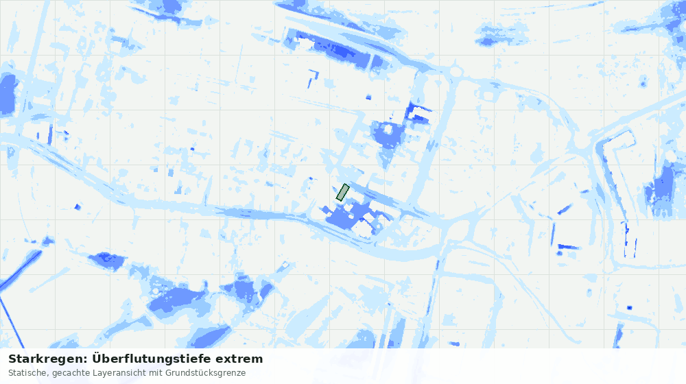 Statische Kartenansicht: Starkregen: Überflutungstiefe extrem