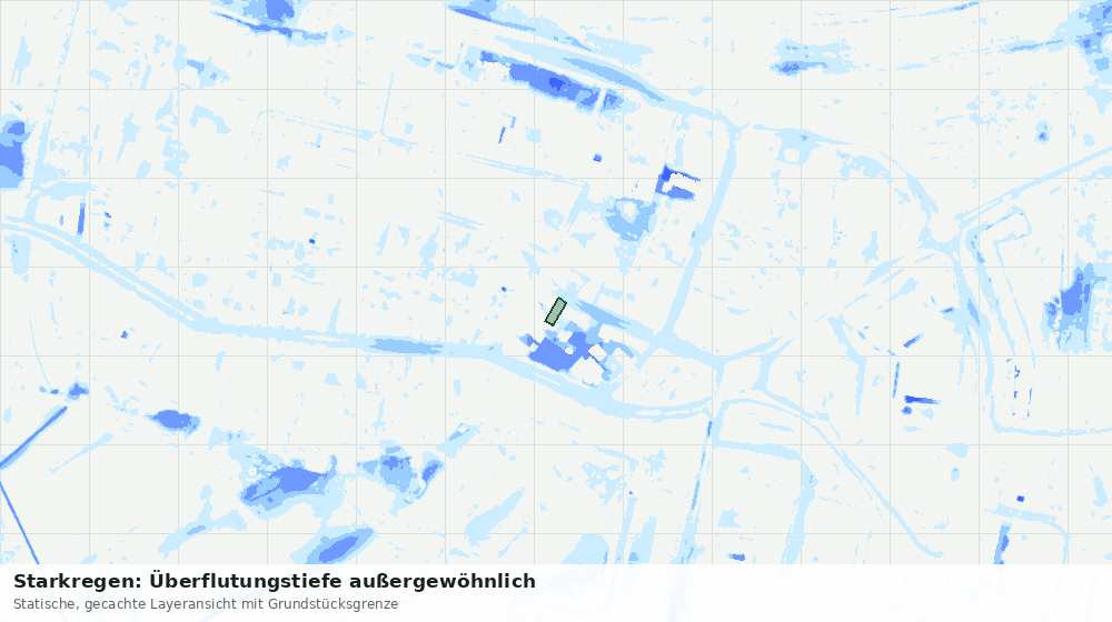Statische Kartenansicht: Starkregen: Überflutungstiefe außergewöhnlich