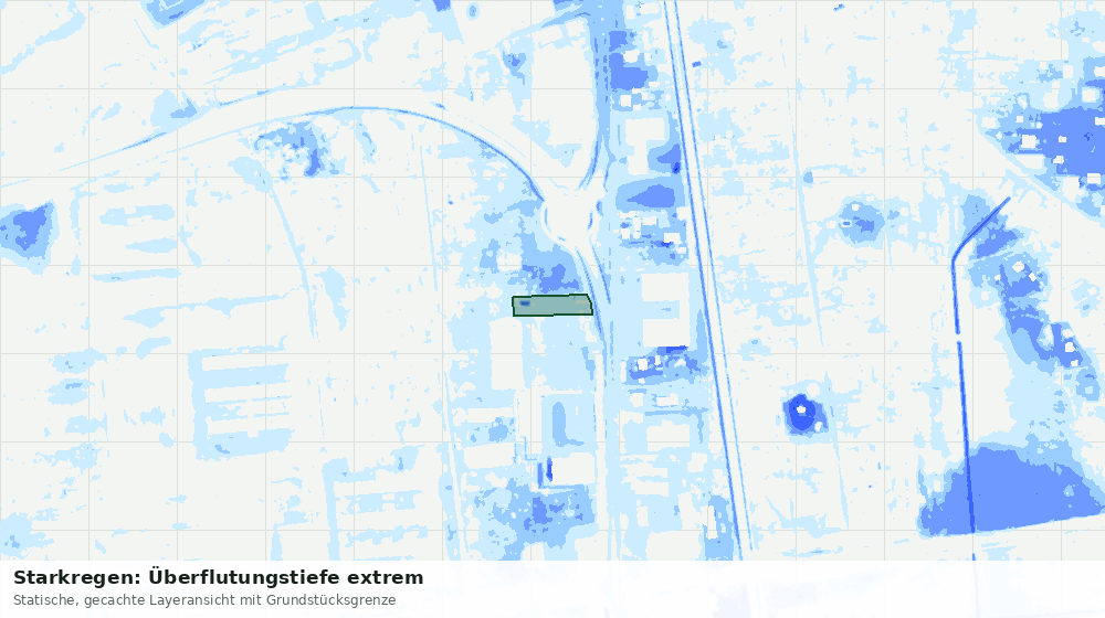 Statische Kartenansicht: Starkregen: Überflutungstiefe extrem