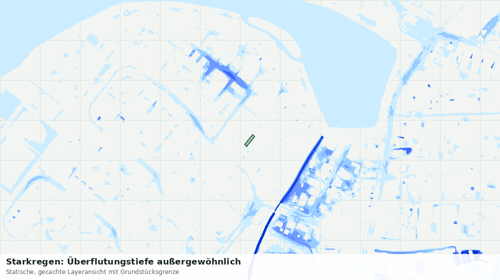 Statische Kartenansicht: Starkregen: Überflutungstiefe außergewöhnlich