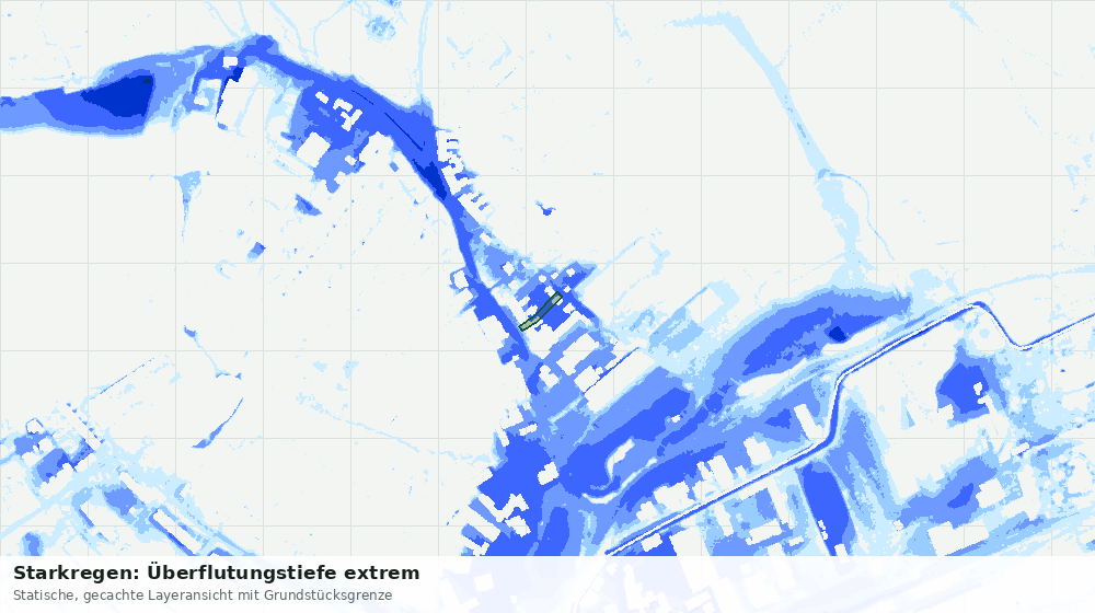 Statische Kartenansicht: Starkregen: Überflutungstiefe extrem