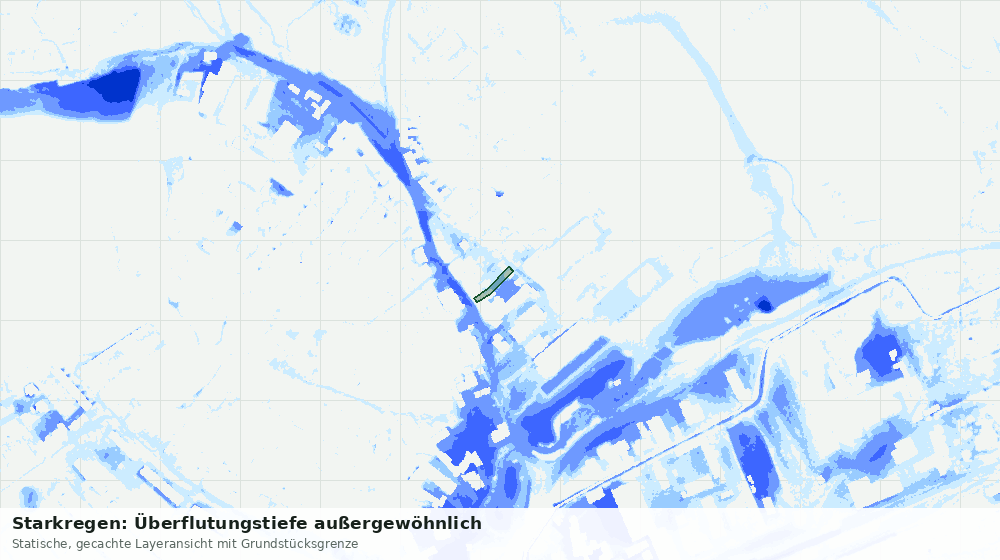 Statische Kartenansicht: Starkregen: Überflutungstiefe außergewöhnlich