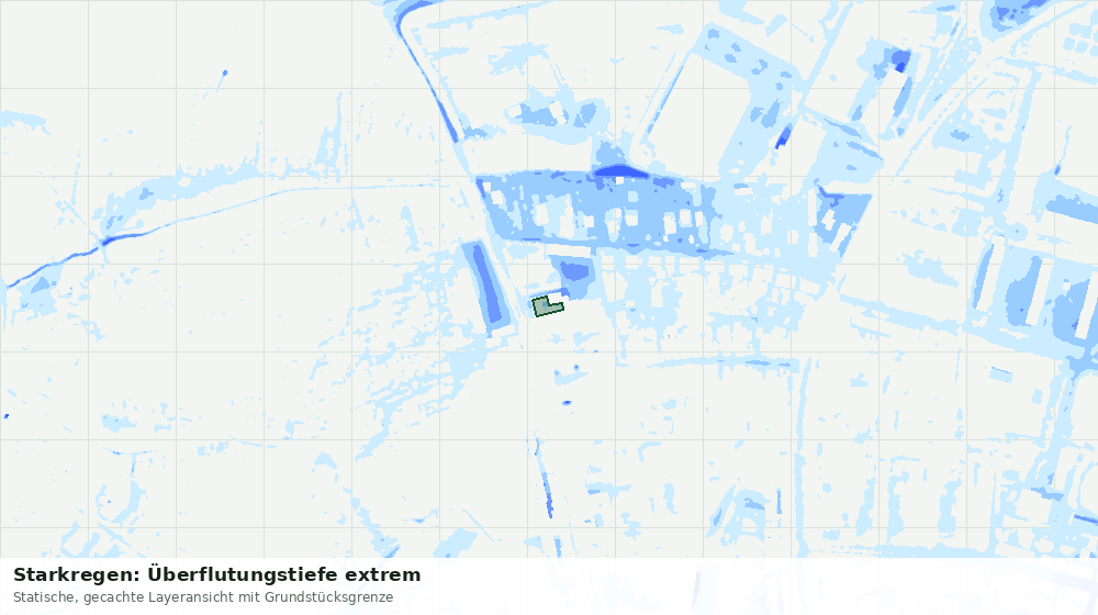 Statische Kartenansicht: Starkregen: Überflutungstiefe extrem