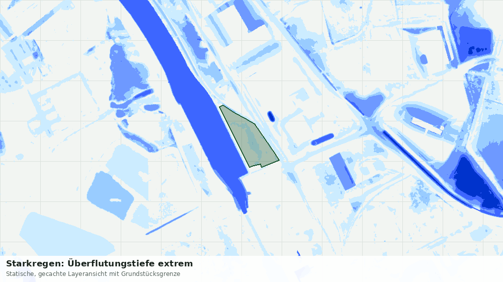 Statische Kartenansicht: Starkregen: Überflutungstiefe extrem