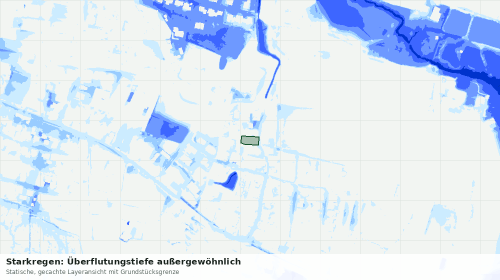 Statische Kartenansicht: Starkregen: Überflutungstiefe außergewöhnlich