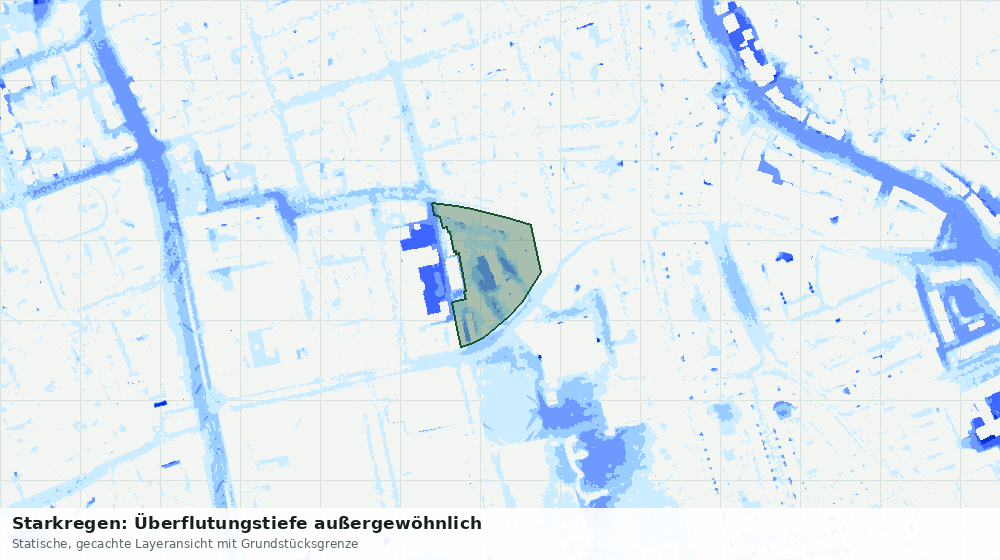 Statische Kartenansicht: Starkregen: Überflutungstiefe außergewöhnlich