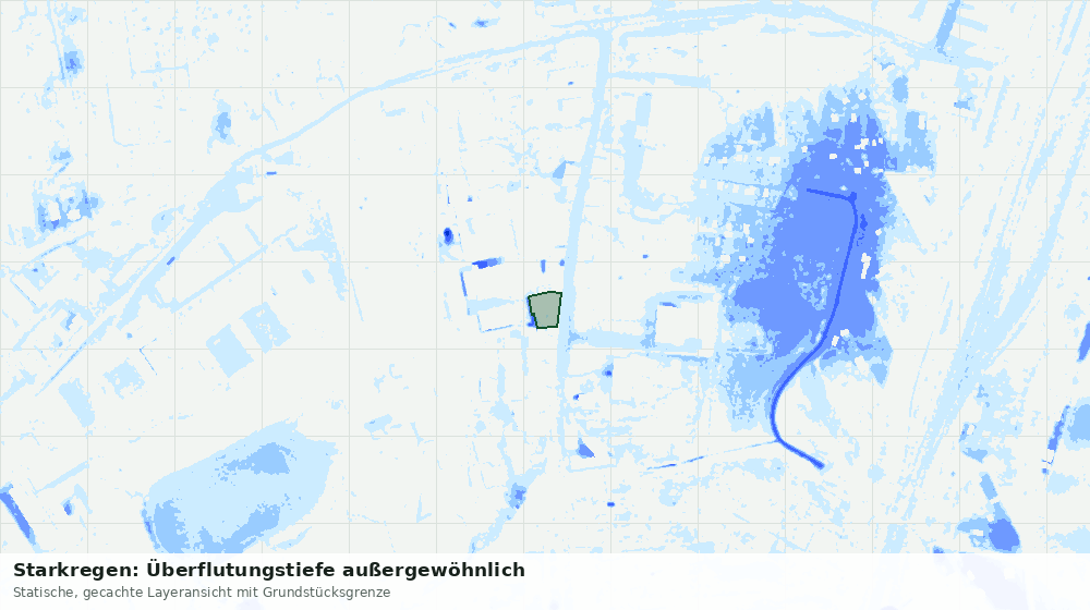 Statische Kartenansicht: Starkregen: Überflutungstiefe außergewöhnlich