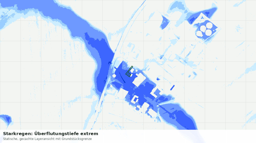 Statische Kartenansicht: Starkregen: Überflutungstiefe extrem