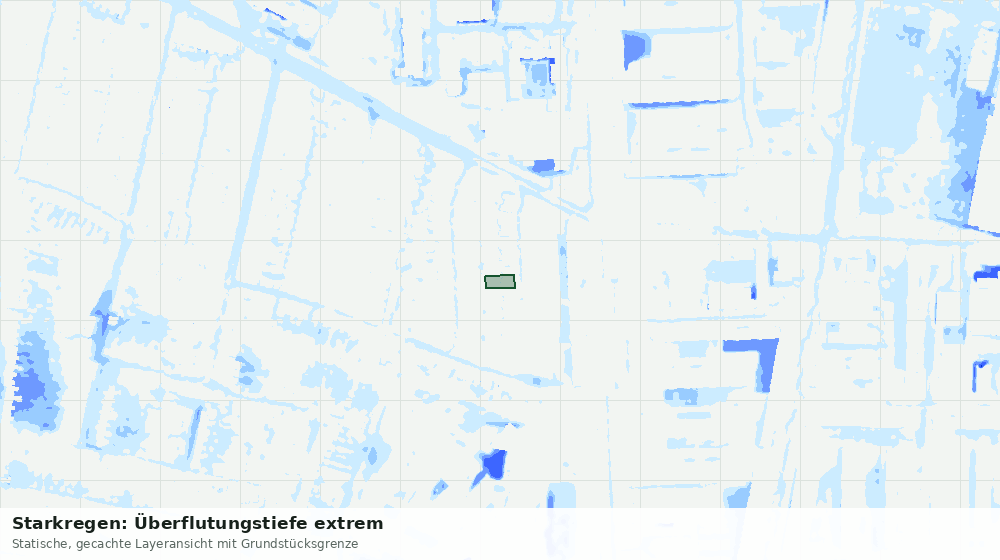 Statische Kartenansicht: Starkregen: Überflutungstiefe extrem