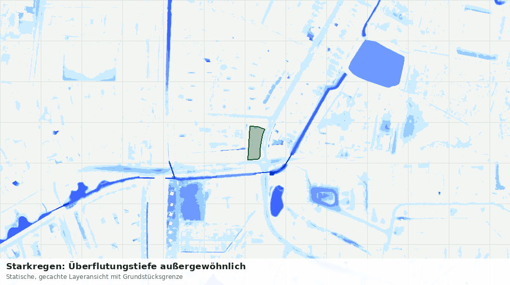 Statische Kartenansicht: Starkregen: Überflutungstiefe außergewöhnlich