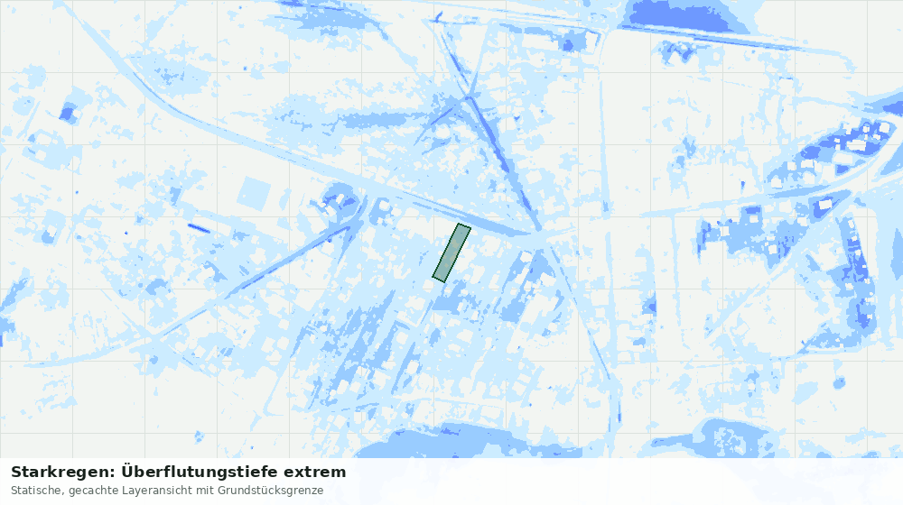 Statische Kartenansicht: Starkregen: Überflutungstiefe extrem