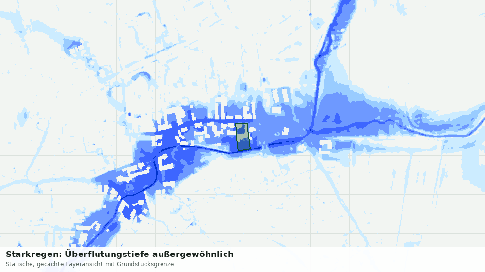 Statische Kartenansicht: Starkregen: Überflutungstiefe außergewöhnlich