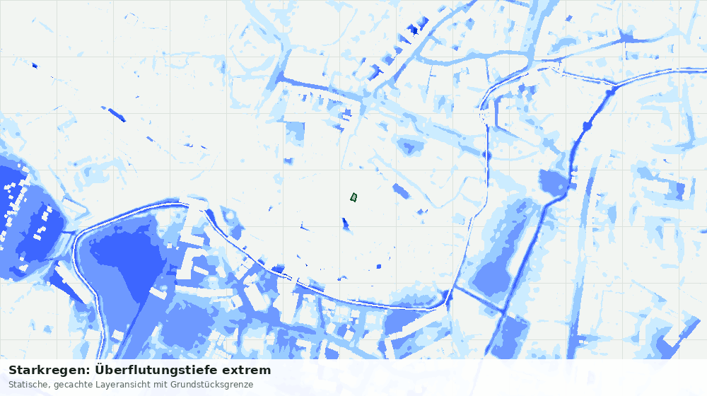 Statische Kartenansicht: Starkregen: Überflutungstiefe extrem