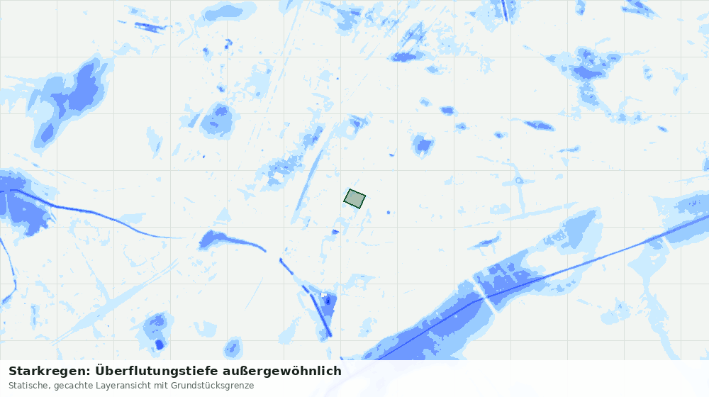 Statische Kartenansicht: Starkregen: Überflutungstiefe außergewöhnlich