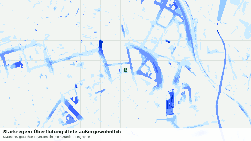 Statische Kartenansicht: Starkregen: Überflutungstiefe außergewöhnlich