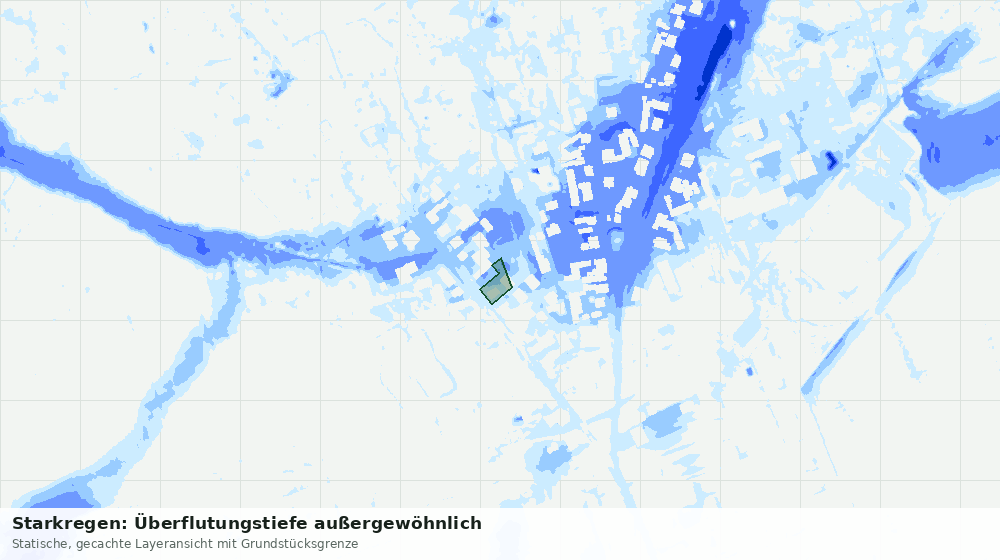 Statische Kartenansicht: Starkregen: Überflutungstiefe außergewöhnlich