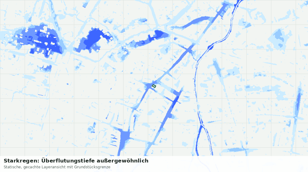 Statische Kartenansicht: Starkregen: Überflutungstiefe außergewöhnlich